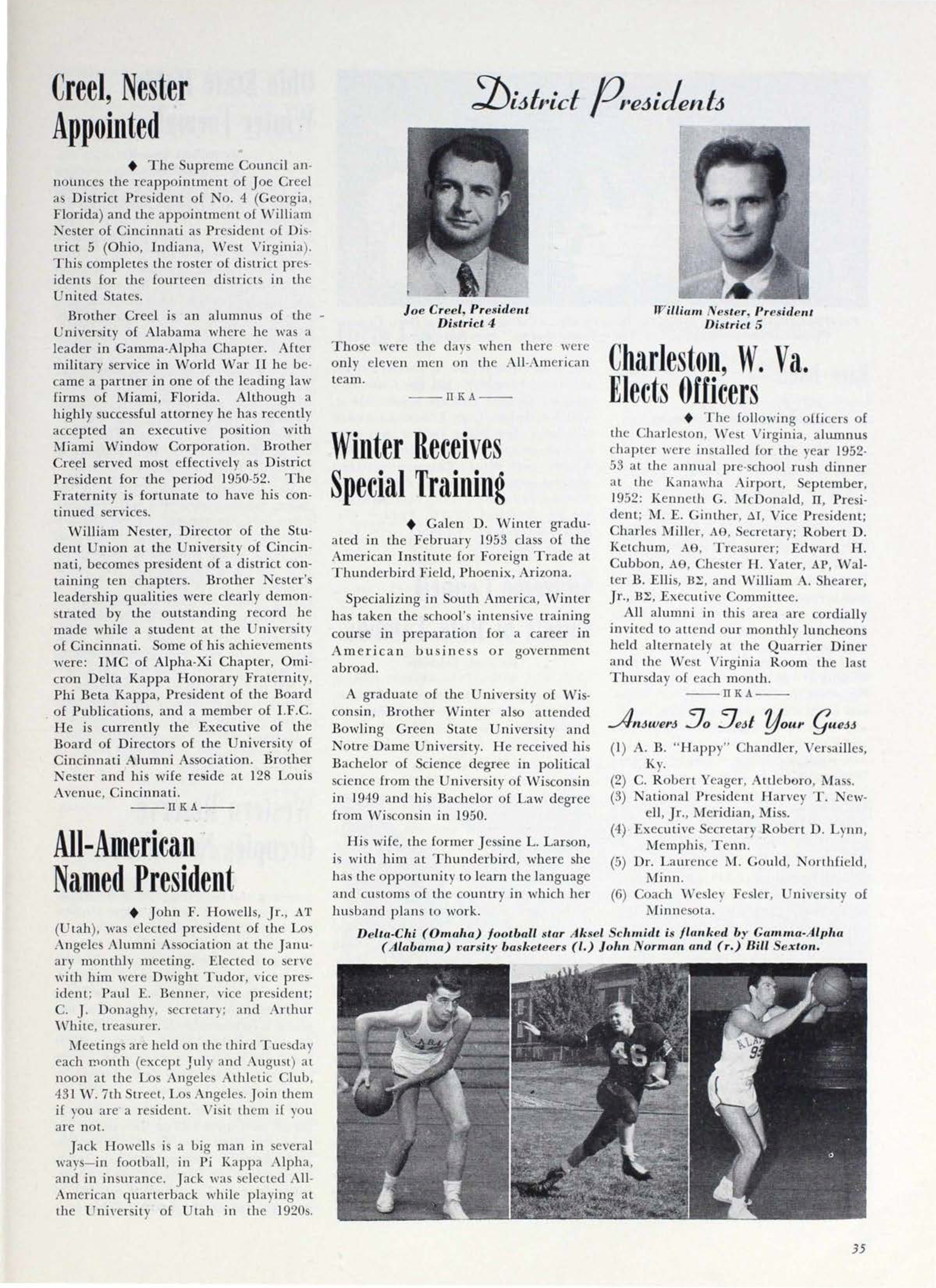 Charleston, W. Va. Elects Officers